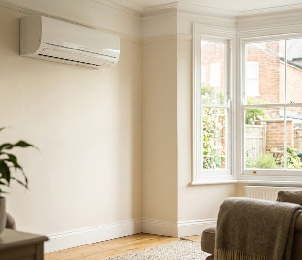 Air Con - Smart Choice Sparks Modern Mitsubishi air conditioning unit installed in a living room by Smart Choice Sparks, Tadley.